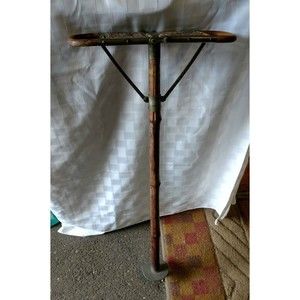 Antique French Style Folding Bamboo Wicker Wood Cane Hunt Chair Stick Seat Stool